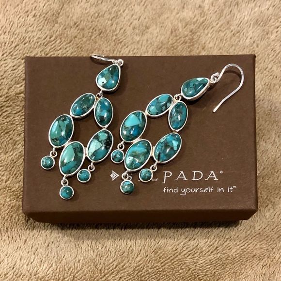 SILPADA Turquoise Sterling Silver Chandelier Vieques Drop Dangle Earrings W3289 - Picture 4 of 7